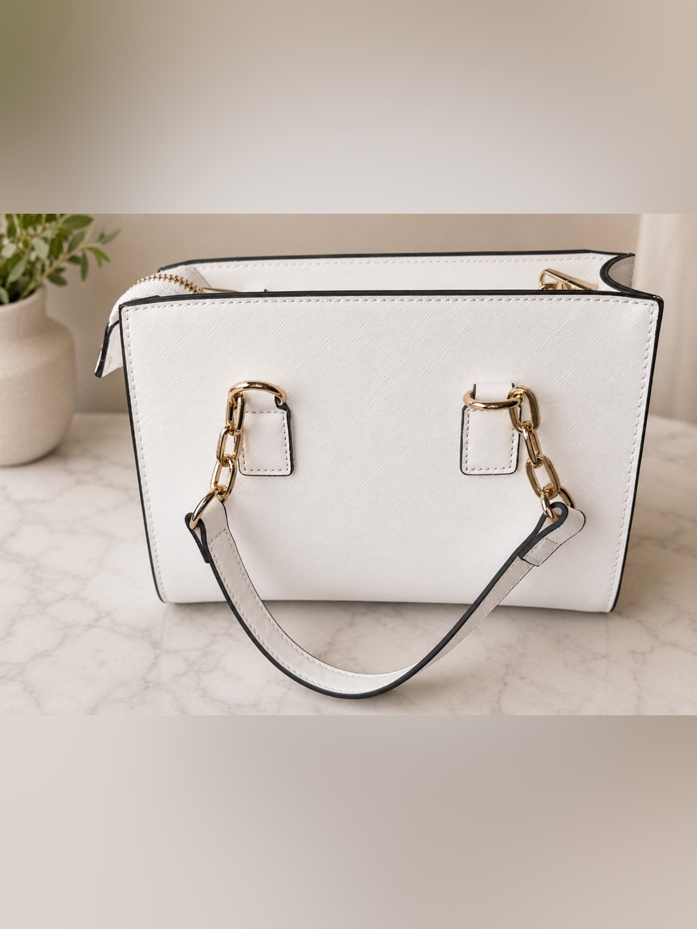 Aldo White Satchel with Gold Butterfly Accents - Picture 3 of 3